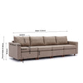 4 Seat Module Sectional Sofa Couch With 2 Ottoman For Living Room,Seat Cushion And Back Cushion Non Removable And Non Washable,Brown Brown Wood Primary Living Space Soft Modern Rubberwood Foam Linen 4 Seat