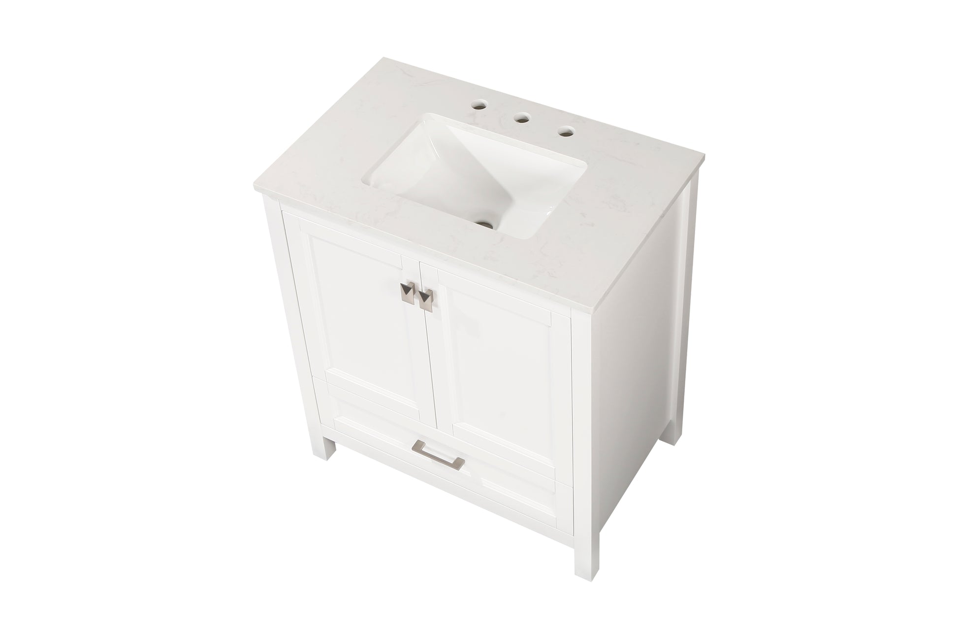 30 Inch Freestanding Bathroom Vanity With Sink, Carrara Engineered Marble Vanity Top With Undermounted Rectangular Ceramic Sink, Large Storage Soft Close Door, White 24V03 30Wh White Wood Solid Wood