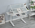 hand crank adjustable drafting table drawing desk with white-glass+metal