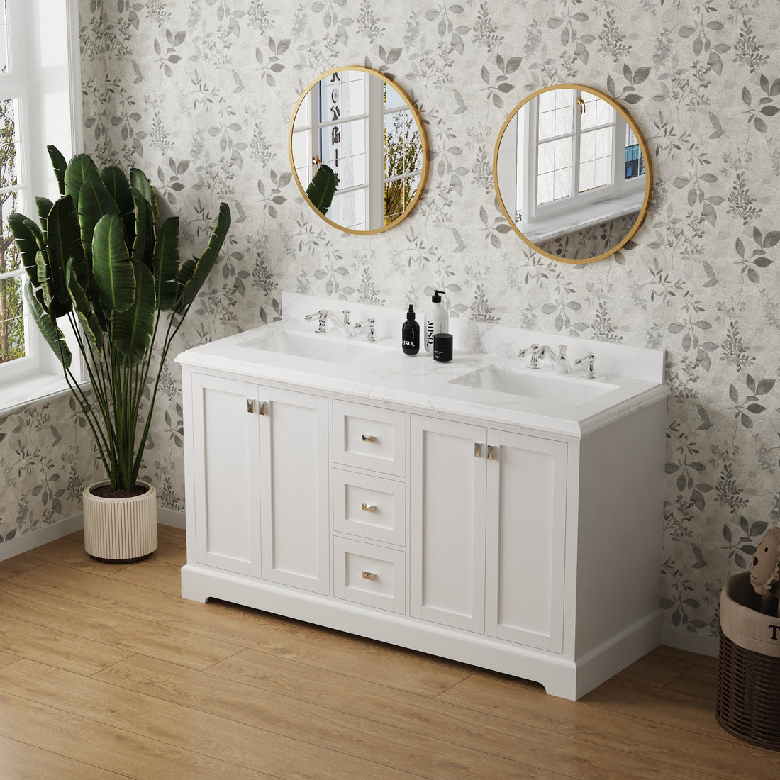 Vanity Sink Combo Featuring A Marble Countertop, Bathroom Sink Cabinet, And Home Decor Bathroom Vanities Fully Assembled White 60 Inch Vanity With Sink 23V02 60Wh White Wood Solid Wood