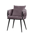 Pure Purple Modern Velvet Dining Chairs Set Of 2 Hand Weaving Accent Chairs Living Room Chairs Upholstered Side Chair With Black Metal Legs For Dining Room Kitchen Vanity Living Room Purple Velvet