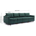 4 Seat Module Sectional Sofa Couch With 2 Ottoman For Living Room,Seat Cushion And Back Cushion Non Removable And Non Washable,Green Green Wood Primary Living Space Soft Modern Rubberwood Foam Linen 4 Seat