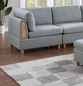 Living Room Furniture 7Pc Modular Sofa Set Light Grey Dorris Fabric Couch 4X Corner Wedges 2X Armless Chair And 1X Ottoman Light Grey Primary Living Space Cushion Back Contemporary,Modern Modular Fabric 7 Seat