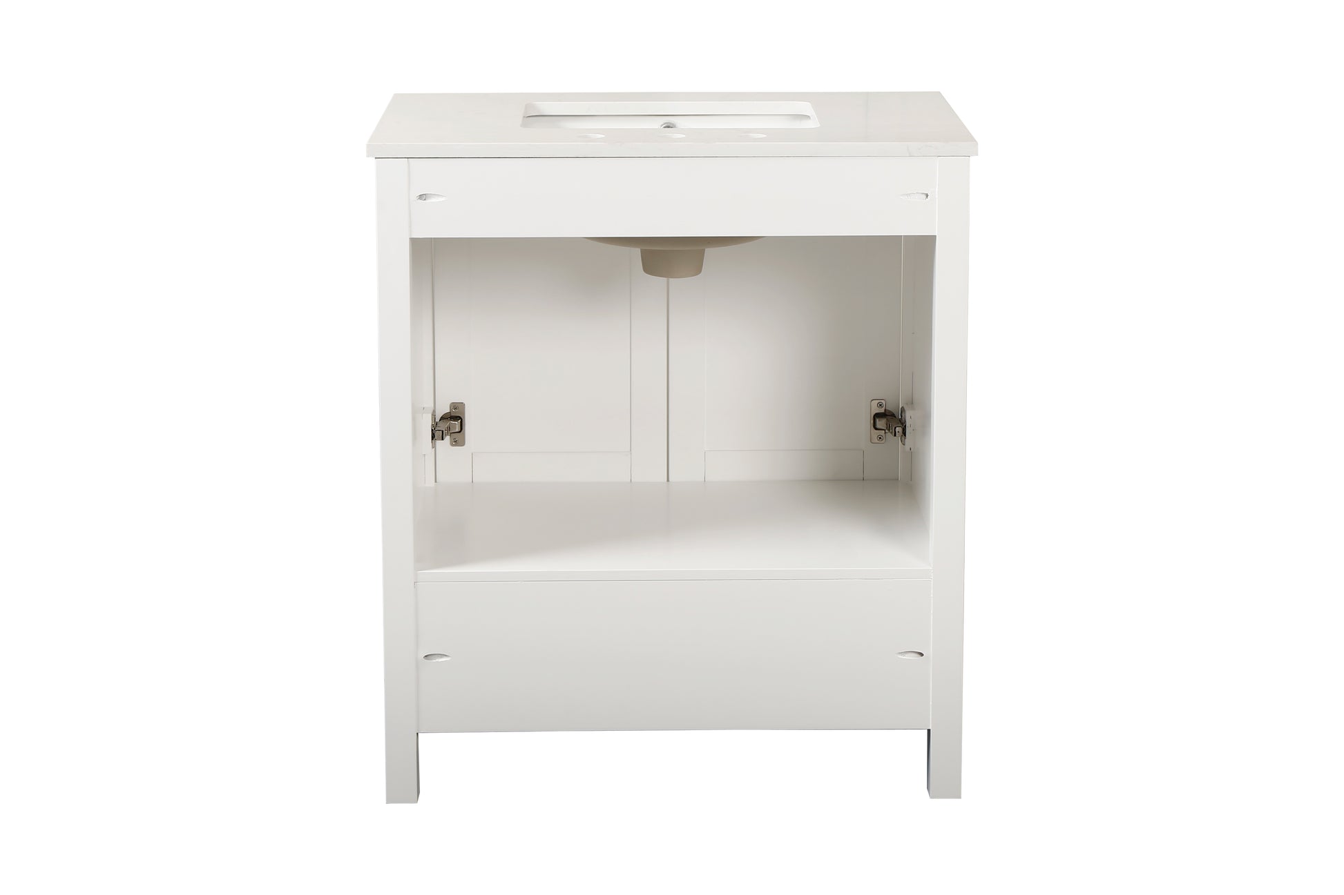 30 Inch Freestanding Bathroom Vanity With Sink, Carrara Engineered Marble Vanity Top With Undermounted Rectangular Ceramic Sink, Large Storage Soft Close Door, White 24V03 30Wh White Wood Solid Wood