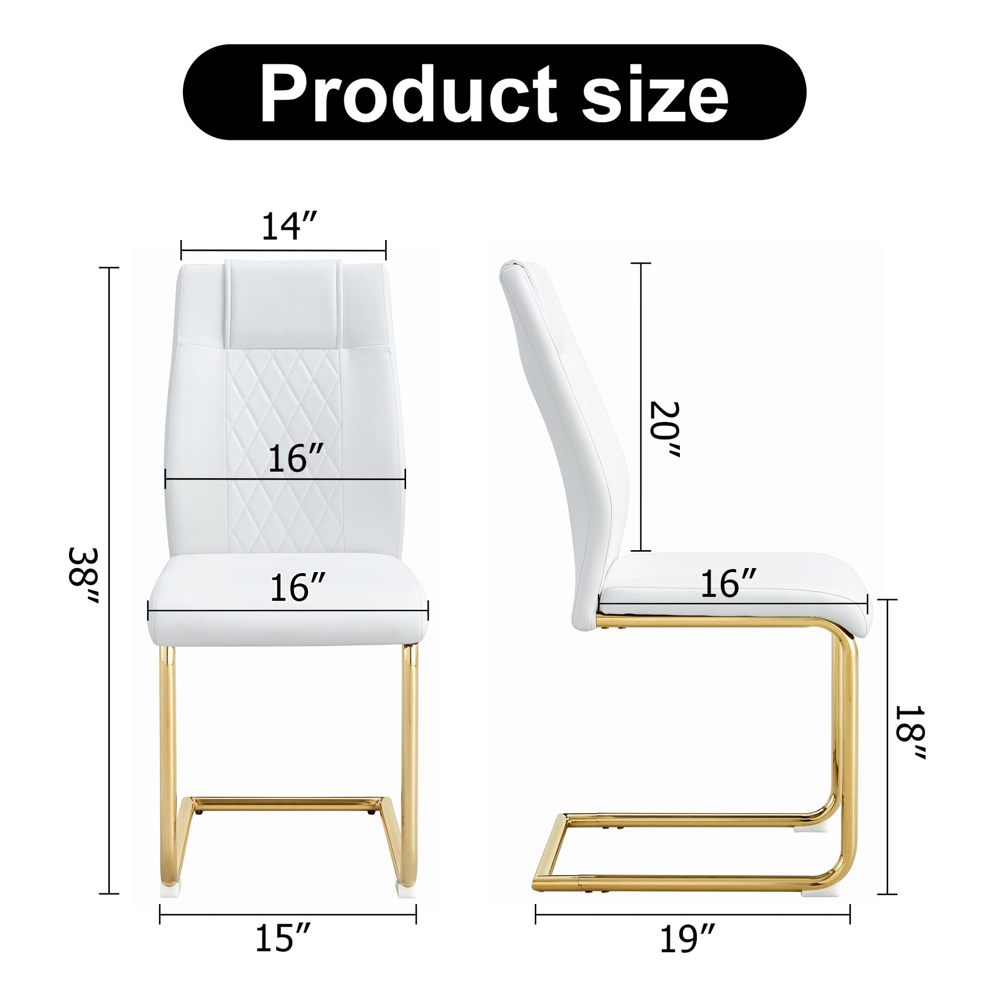 Modern Dining Chairs, Dining Room Chairs, And Golden Leg Cushioned Chairs Made Of Artificial Leather, Suitable For Kitchens, Living Rooms, Bedrooms, And Offices. Set Of 4 Pieces White Pu C 001 White Foam Pu