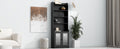 Elegant Tall Cabinet With Acrylic Board Door, Versatile Sideboard With Graceful Curves, Contemporary Bookshelf With Adjustable Shelves For Living Room, Black Freestanding 5 Or More Shelves Black Primary Living Space Open Storage Space Particle Board