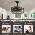 20 Inch Caged Ceiling Fan With Lights Note:No On Bulbs Black Retro Iron