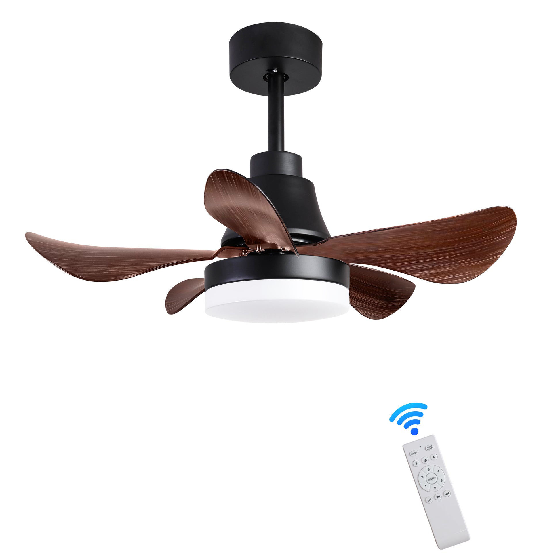 28 Lnch Ceiling Fan With Lights Remote Control, Small Ceiling Fan Flush Mount, 5 Reversible Blades, Low Profile Ceiling Fan Light With 6 Speeds 3 Colors For Bedroom Kitchen Matt Black Abs Steel Q235