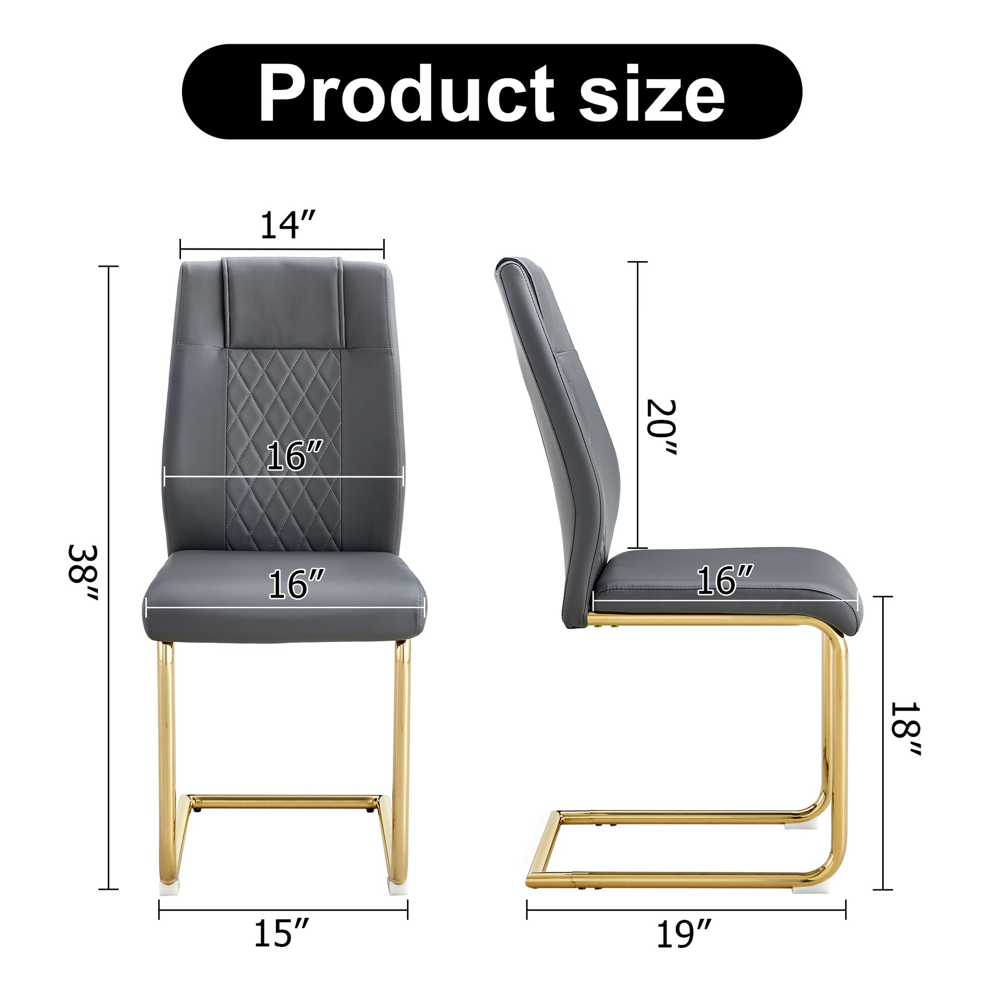 Modern Dining Chairs, Restaurant Chairs, And Gold Legged Upholstered Chairs Made Of Artificial Leather, Suitable For Kitchens, Living Rooms, Bedrooms, And Offices. Set Of 4 Pieces Gray Pu C 001 Gray Pu