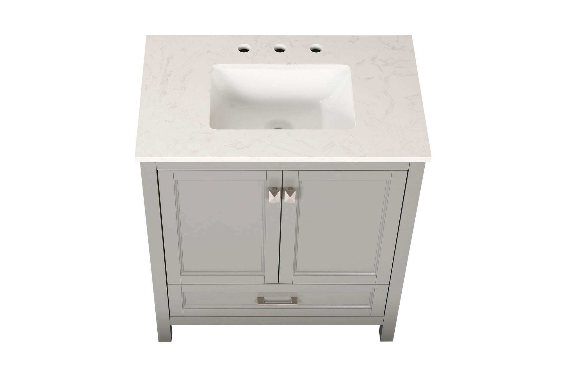 30 Inch Freestanding Bathroom Vanity With Sink, Carrara Engineered Marble Vanity Top With Undermounted Rectangular Ceramic Sink, Large Storage Soft Close Door, Grey 24V03 30Gr Grey Wood Solid Wood