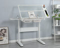 hand crank adjustable drafting table drawing desk with white-glass+metal