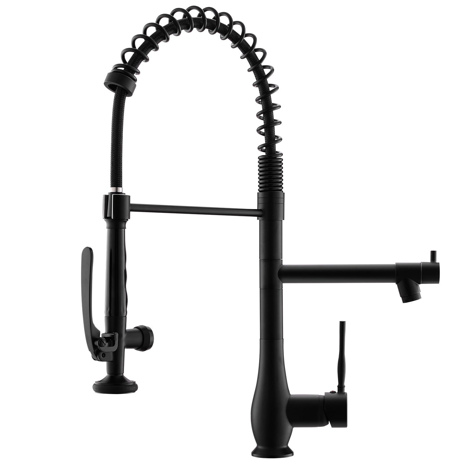 Commercial Kitchen Faucet Pull Down Sprayer Black And Nickel,Single Handle Kitchen Sink Faucet Black And Silver Kitchen Contemporary Ceramic Brass