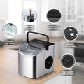 Deluxe Countertop Ice Maker Machine, 9 Ice Cubes Ready In 6 Mins, 26Lbs Ice 24Hrs, With Scoop & Basket, Self Cleaning Function, For Home Kitchen Office Bar Party, Silver Silver Stainless Steel