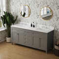 Vanity Sink Combo Featuring A Marble Countertop, Bathroom Sink Cabinet, And Home Decor Bathroom Vanities Fully Assembled Grey 72 Inch Vanity With Sink 23V03 72Gr Grey Wood Solid Wood