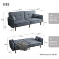 Futon Sofa Bed With Solid Wood Leg In Grey Fabric Grey Foam Fabric