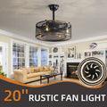 20 Inch Caged Ceiling Fan With Lights Note:No On Bulbs Black Retro Iron