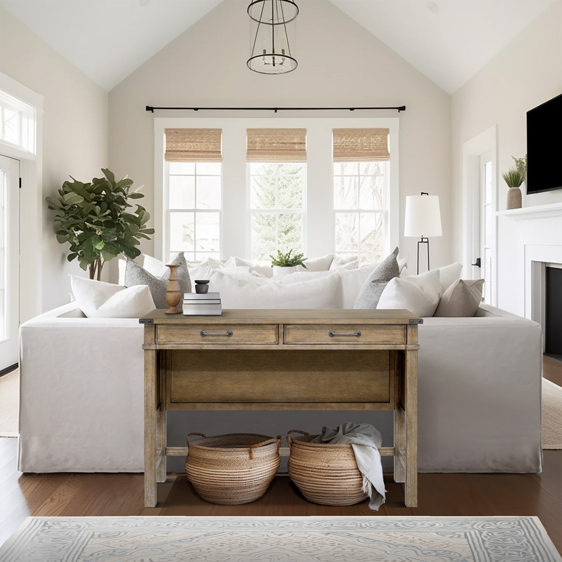 Occasional Table With 2 Drawers Reclaimed Natural Wood