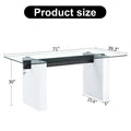 Large Modern Simple Rectangular Glass Table, Which Can Accommodate 6 8 People, Equipped With 0.4 Inch Tempered Glass Table Top And Large Mdf Table Legs, Used For Kitchen, Dining Room, Living Room,1546 White Mdf Glass