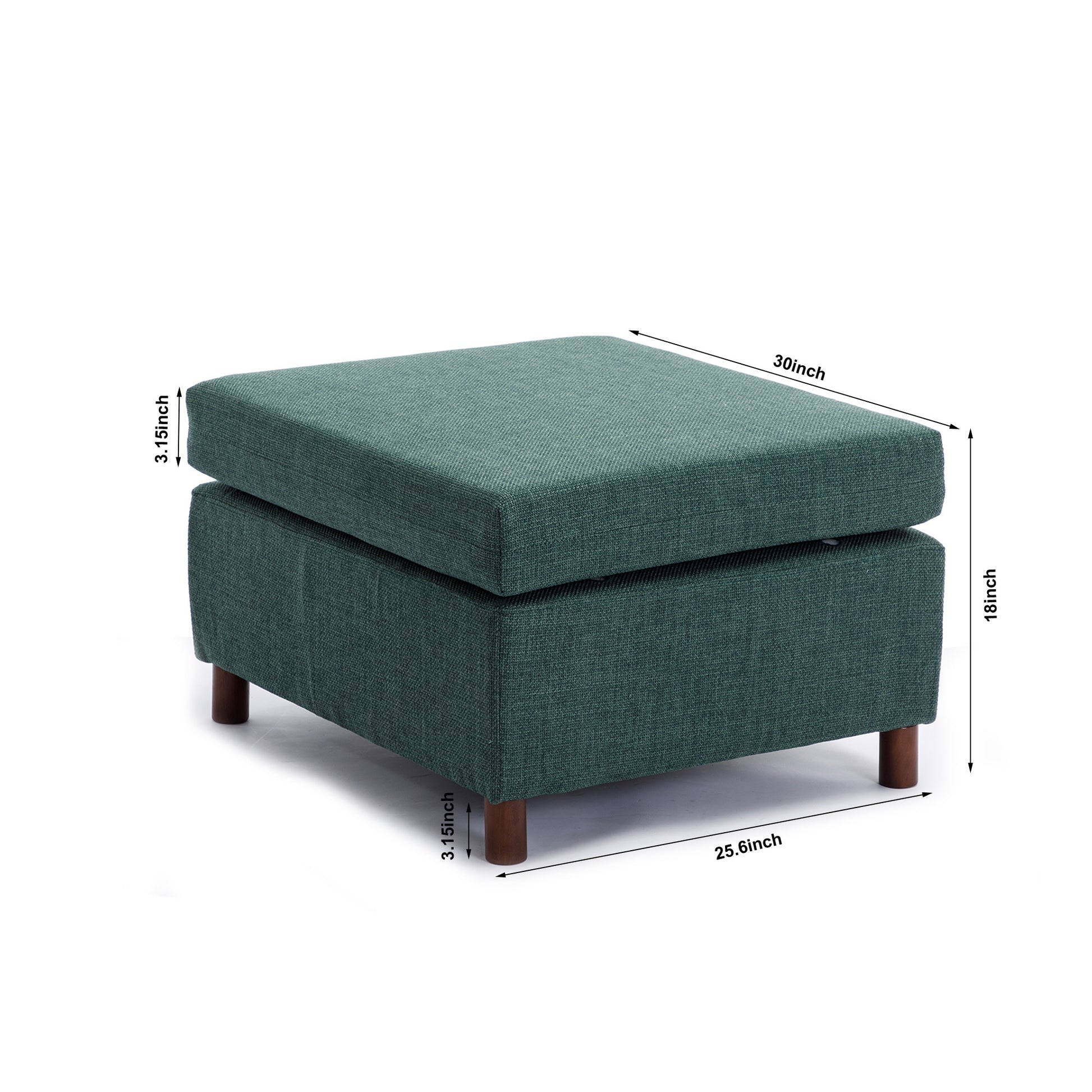 2 Seat Module Sectional Sofa Couch With 2 Ottoman For Living Room,Seat Cushion And Back Cushion Non Removable And Non Washable,Green Green Wood Primary Living Space Soft Modern Rubberwood Foam Linen 2 Seat