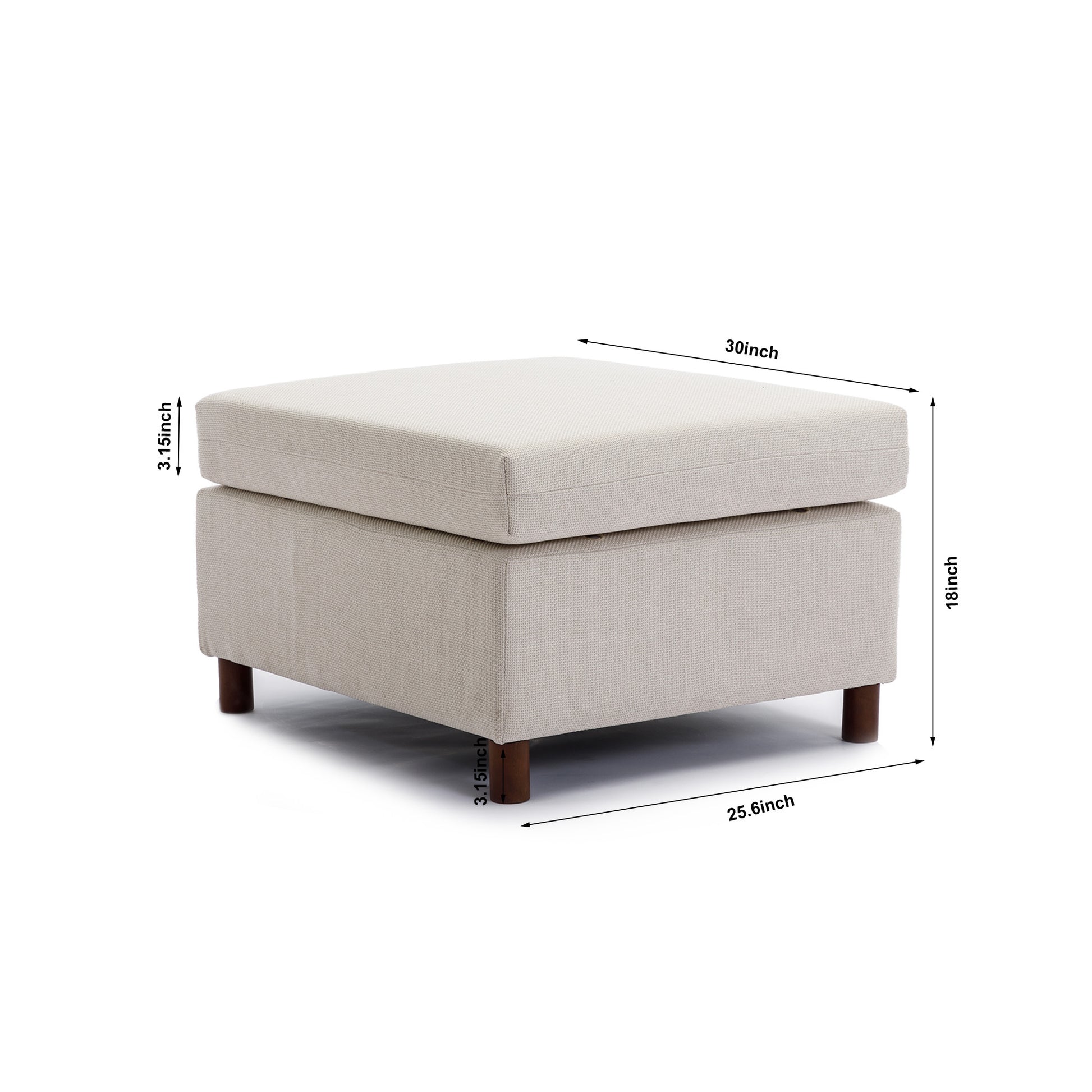 3 Seat Module Sectional Sofa Couch With 2 Ottoman For Living Room,Seat Cushion And Back Cushion Non Removable And Non Washable,Cream Cream Wood Primary Living Space Soft Modern Rubberwood Foam Linen 3 Seat