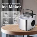 Deluxe Countertop Ice Maker Machine, 9 Ice Cubes Ready In 6 Mins, 26Lbs Ice 24Hrs, With Scoop & Basket, Self Cleaning Function, For Home Kitchen Office Bar Party, Silver Silver Stainless Steel