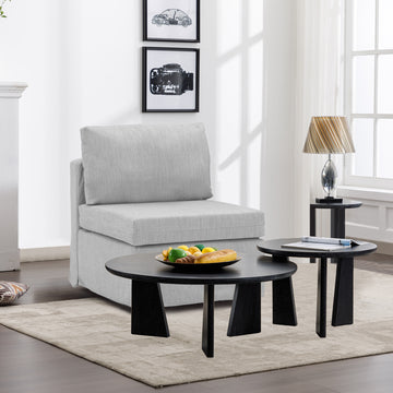 Modern Fabric Linen Middle Module For Modular Sofa Sectional Sofa Couch Accent Armless Chair, Cushion Covers Removable And Washable,Light Grey Light Grey Wood Primary Living Space Soft Cushion Back Modern Rubberwood Armless Foam Linen 1 Seat