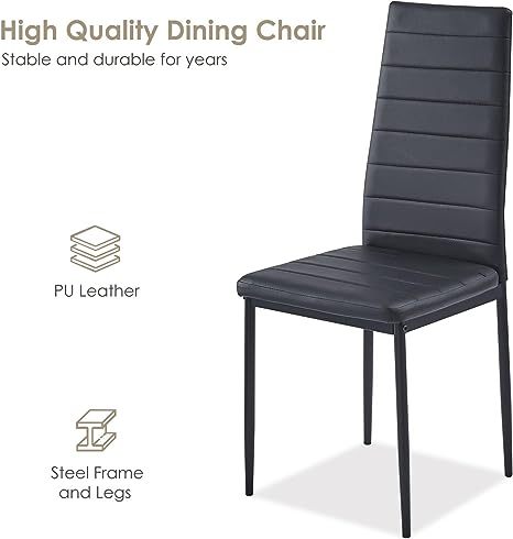 Modern Faux Leather High Back Padded Seat Dining