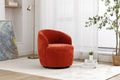 Chenille Fabric Swivel Accent Armchair Barrel Chair With Black Powder Coating Metal Ring,Orange Orange Foam Chenille