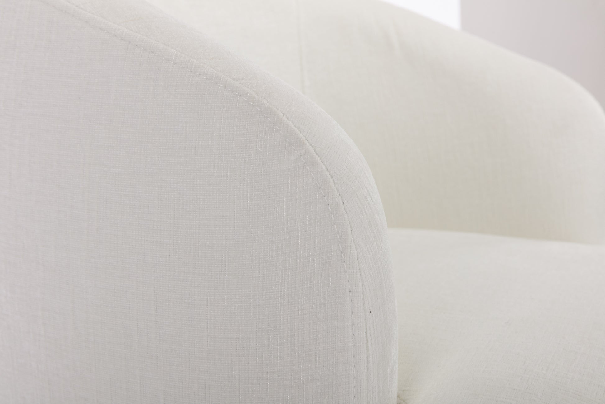 Chenille Fabric Swivel Accent Armchair Barrel Chair With Black Powder Coating Metal Ring,Ivory Ivory Foam Chenille