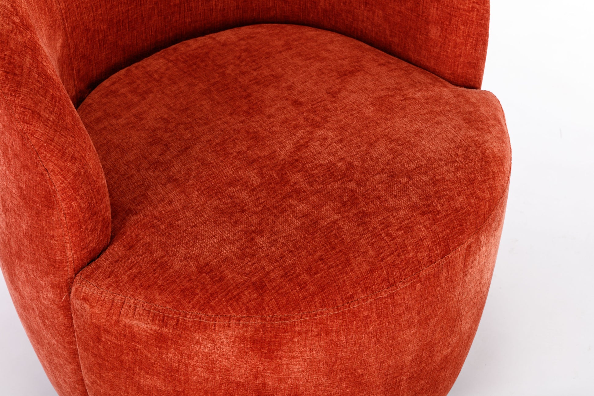 Chenille Fabric Swivel Accent Armchair Barrel Chair With Black Powder Coating Metal Ring,Orange Orange Foam Chenille