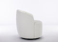Chenille Fabric Swivel Accent Armchair Barrel Chair With Black Powder Coating Metal Ring,Ivory Ivory Foam Chenille