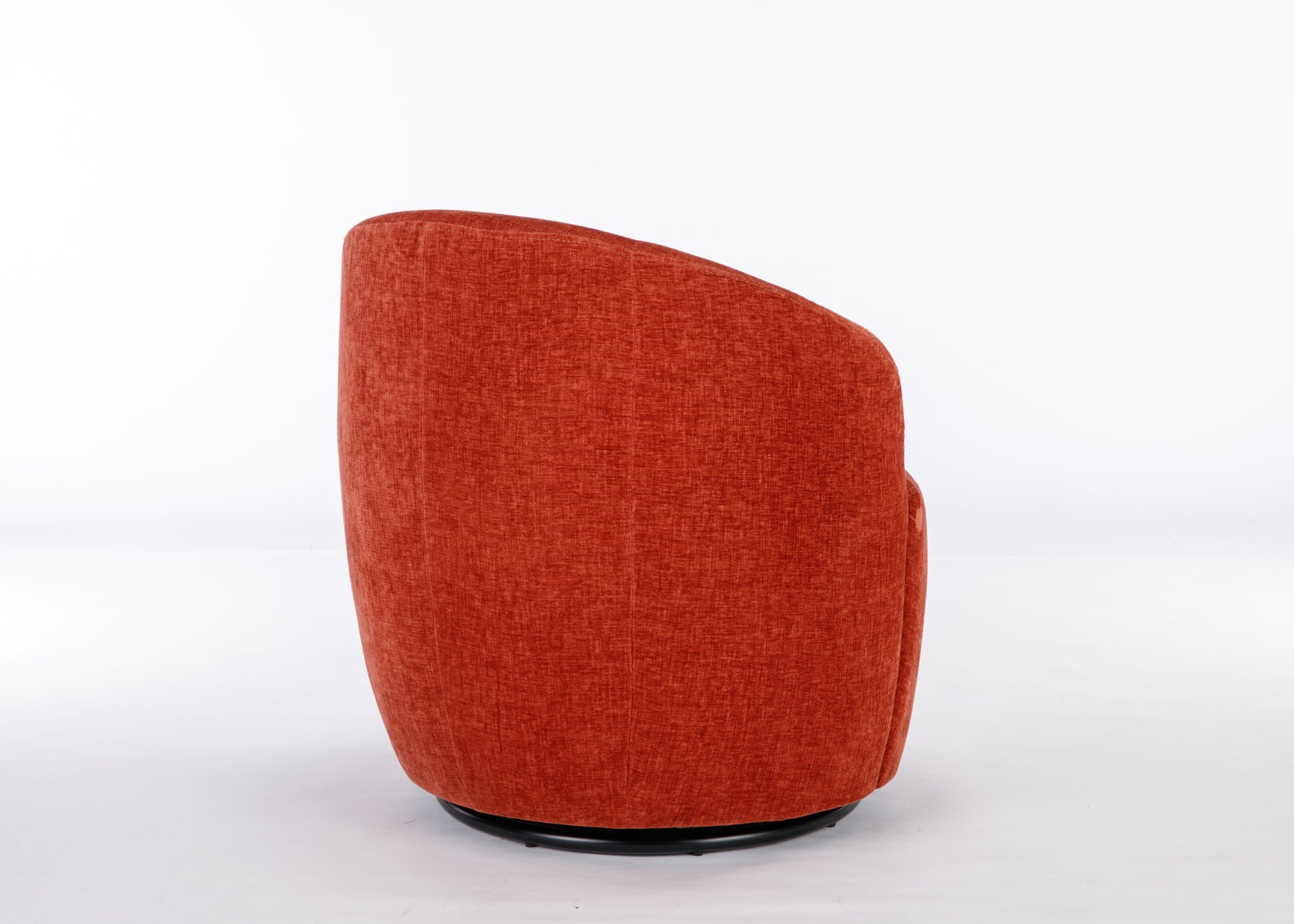 Chenille Fabric Swivel Accent Armchair Barrel Chair With Black Powder Coating Metal Ring,Orange Orange Foam Chenille