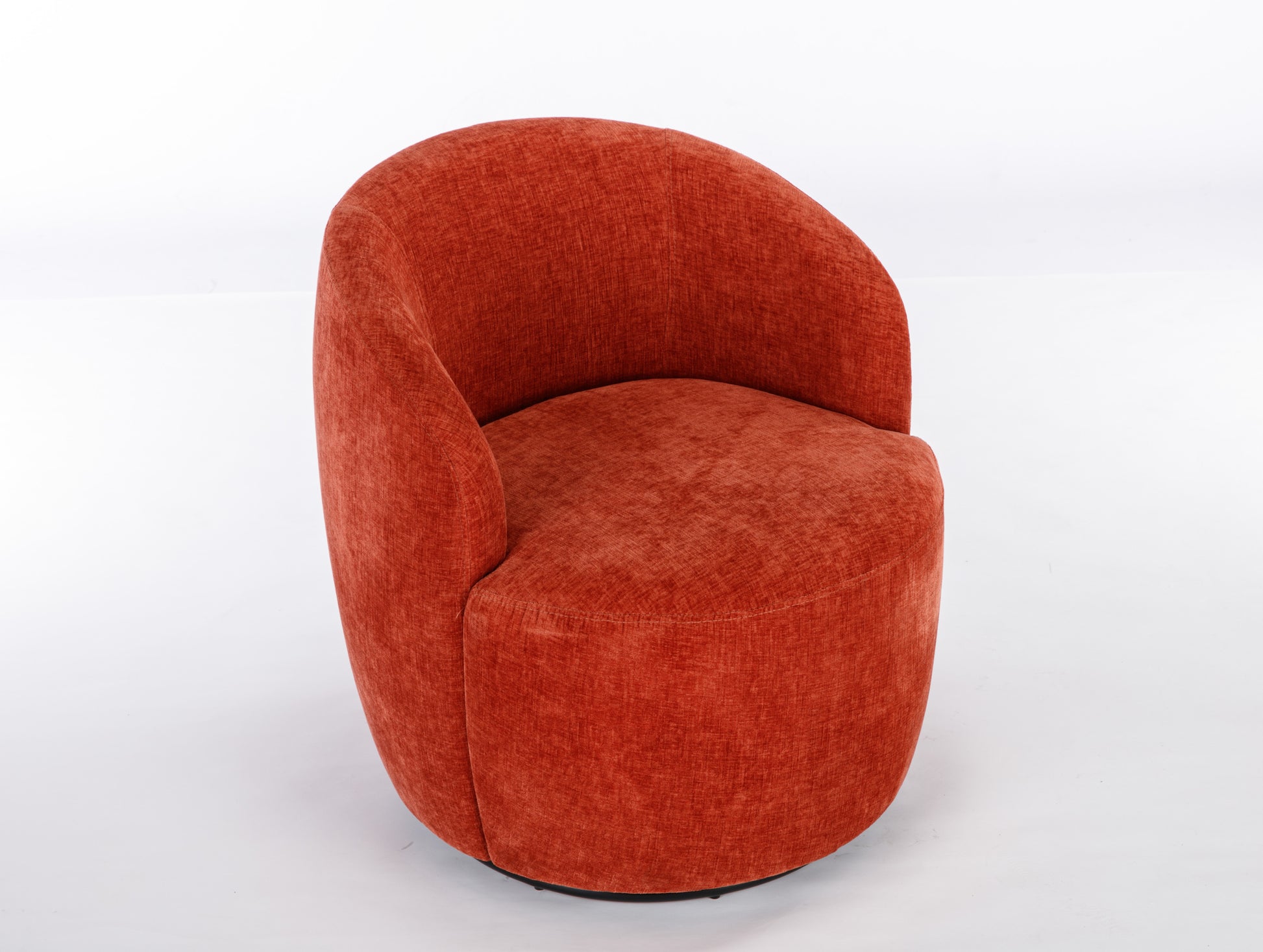 Chenille Fabric Swivel Accent Armchair Barrel Chair With Black Powder Coating Metal Ring,Orange Orange Foam Chenille