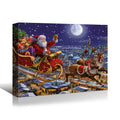 Framed Canvas Wall Art Decor Painting For Chrismas, Santa On Sleigh With Reindeer Gift Decoration For Chrismas Eve Office Living Room, Bedroom Decor Ready To Hang 3624Inch Thickness 1.5Inch Rectangle Framed Multicolor Christmas Oversized 41In Canvas