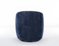 Chenille Fabric Swivel Accent Armchair Barrel Chair With Black Powder Coating Metal Ring,Blue Blue Foam Chenille