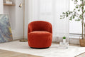 Chenille Fabric Swivel Accent Armchair Barrel Chair With Black Powder Coating Metal Ring,Orange Orange Foam Chenille