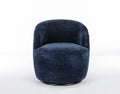 Chenille Fabric Swivel Accent Armchair Barrel Chair With Black Powder Coating Metal Ring,Blue Blue Foam Chenille