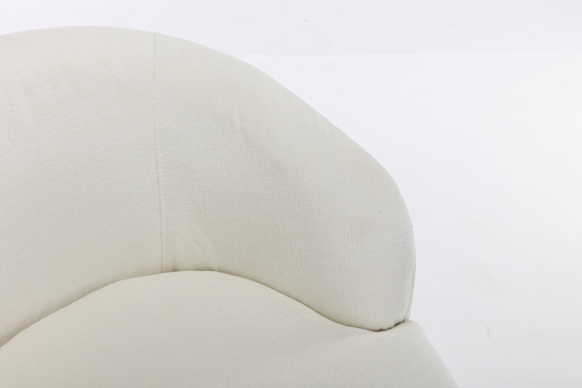 Chenille Fabric Swivel Accent Armchair Barrel Chair With Black Powder Coating Metal Ring,Ivory Ivory Foam Chenille