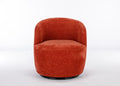 Chenille Fabric Swivel Accent Armchair Barrel Chair With Black Powder Coating Metal Ring,Orange Orange Foam Chenille