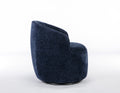 Chenille Fabric Swivel Accent Armchair Barrel Chair With Black Powder Coating Metal Ring,Blue Blue Foam Chenille