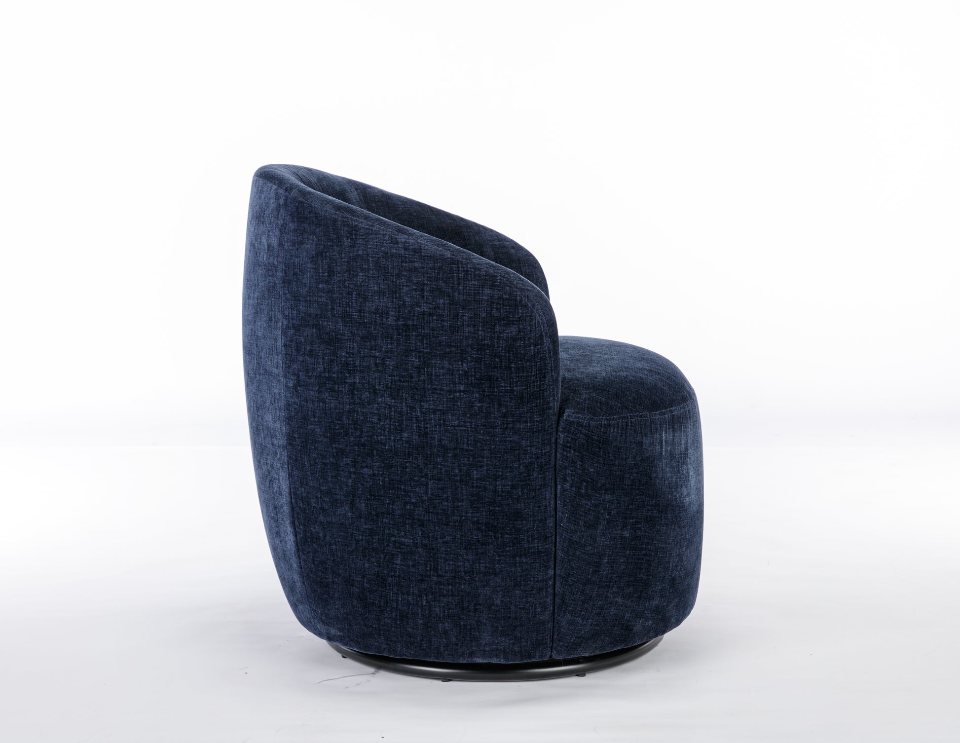 Chenille Fabric Swivel Accent Armchair Barrel Chair With Black Powder Coating Metal Ring,Blue Blue Foam Chenille