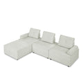 L Shape Modular Sectional Sofa, Diy Combination, Chenille White Chenille Wood Tight Back Eucalyptus Square Arms Foam Chenille 4 Seat