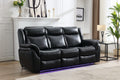 Power Reclining Sofa With Led Strip Drop Off Table Black Color Black Technical Leather