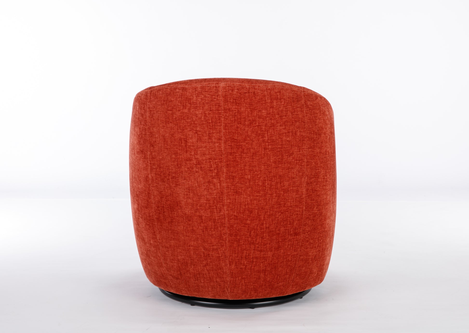 Chenille Fabric Swivel Accent Armchair Barrel Chair With Black Powder Coating Metal Ring,Orange Orange Foam Chenille