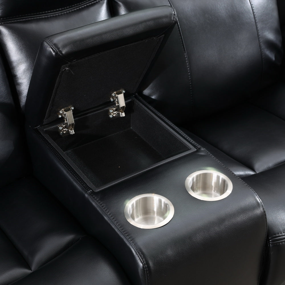 Power Reclining Seat With Led Strip Speaker Black Color Black Technical Leather