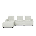 L Shape Modular Sectional Sofa, Diy Combination, Chenille White Chenille Wood Tight Back Eucalyptus Square Arms Foam Chenille 4 Seat