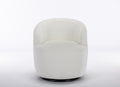 Chenille Fabric Swivel Accent Armchair Barrel Chair With Black Powder Coating Metal Ring,Ivory Ivory Foam Chenille