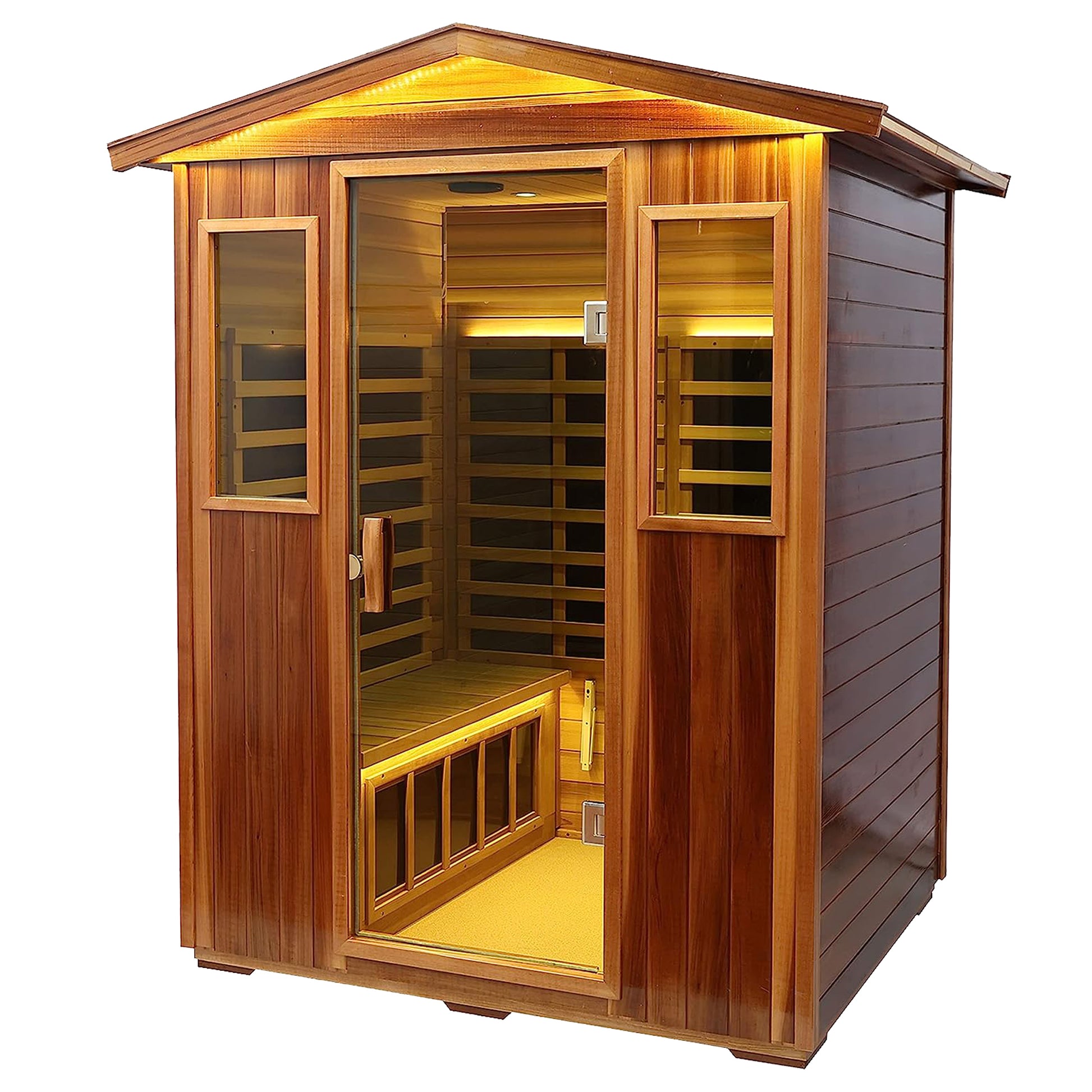 Four Person Far Infrared Outdoor Sauna B Natural Wood Solid Wood