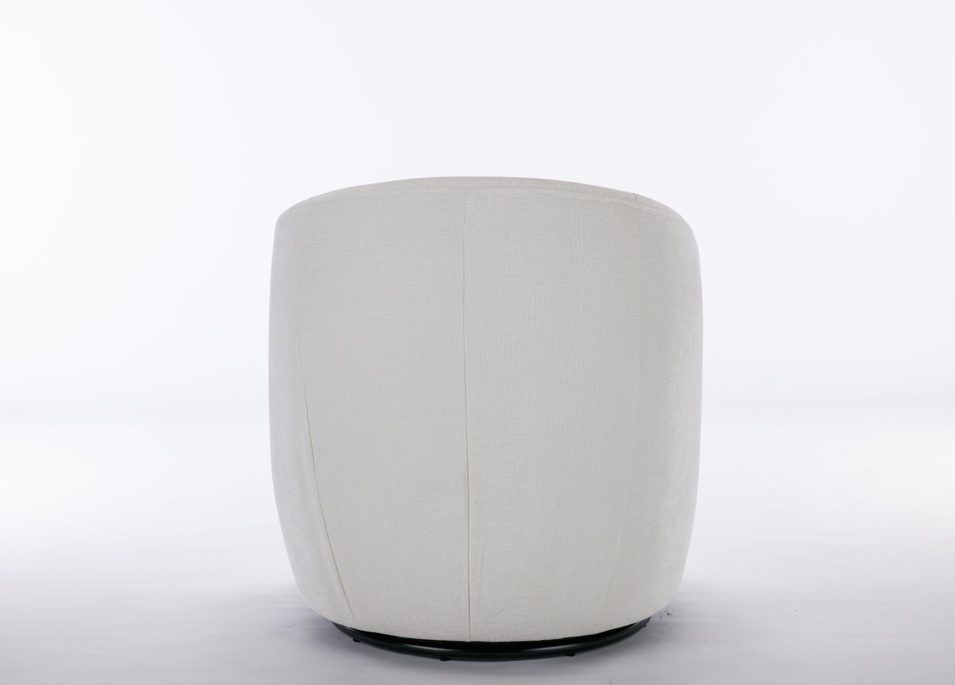 Chenille Fabric Swivel Accent Armchair Barrel Chair With Black Powder Coating Metal Ring,Ivory Ivory Foam Chenille