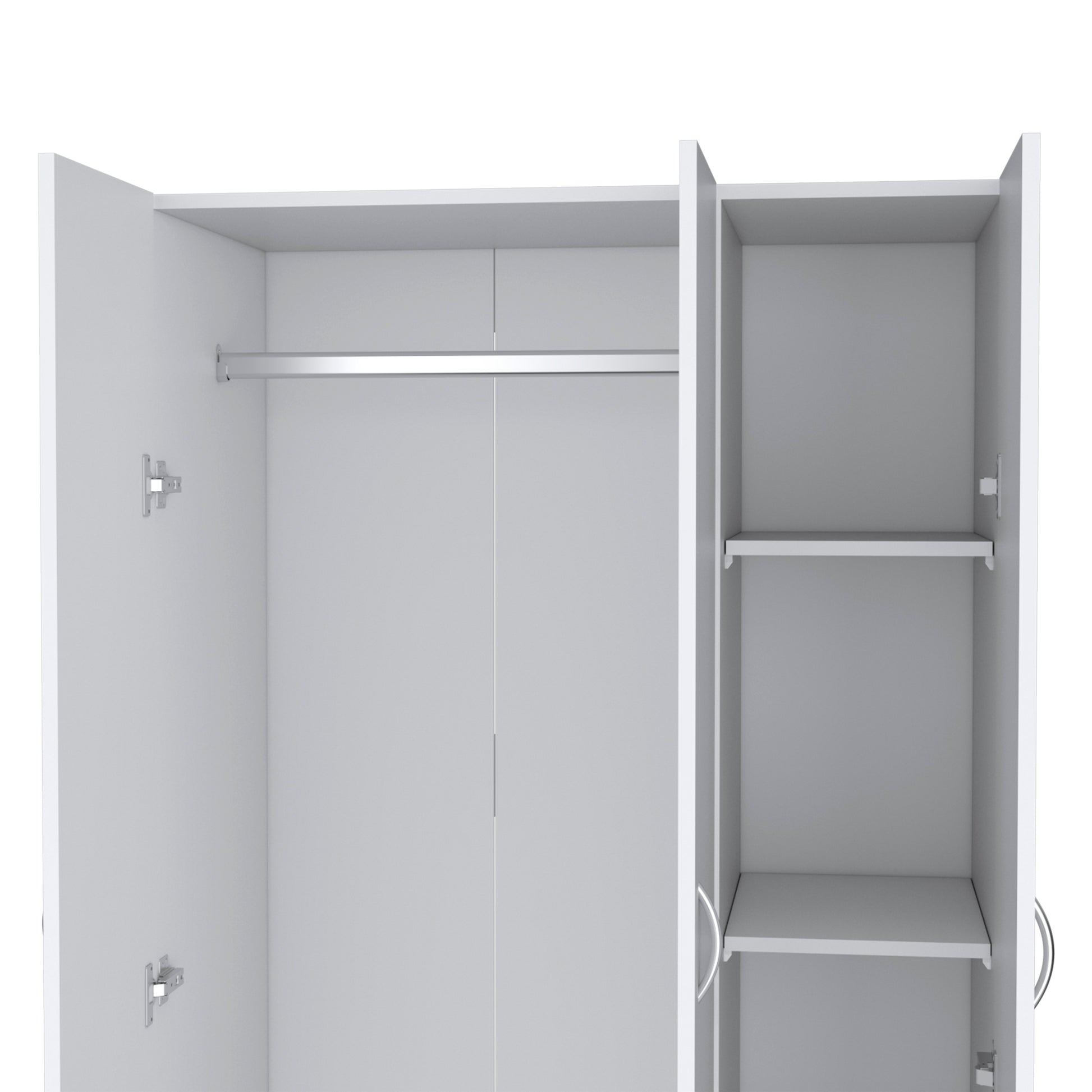 Wardrobe Armoire 71H" With 3 Doors And 2 Inner Drawers, 3 Doors, White White Bedroom Modern Pine Particle Board Particle Board